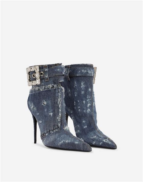 dolce gabbana denim boots|dolce and gabbana rhinestone boots.